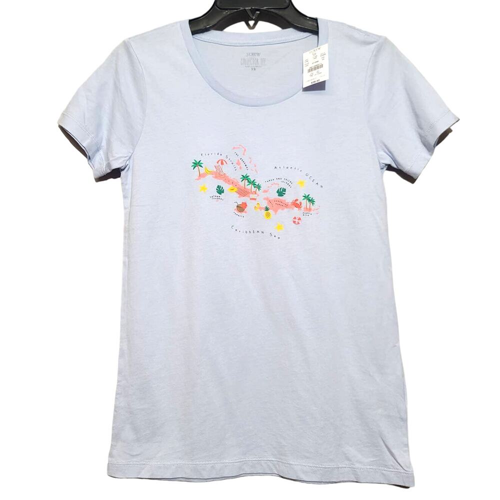 J. Crew Factory Collectors Caribbean Graphic Tee XS Light Purple NWT a0933